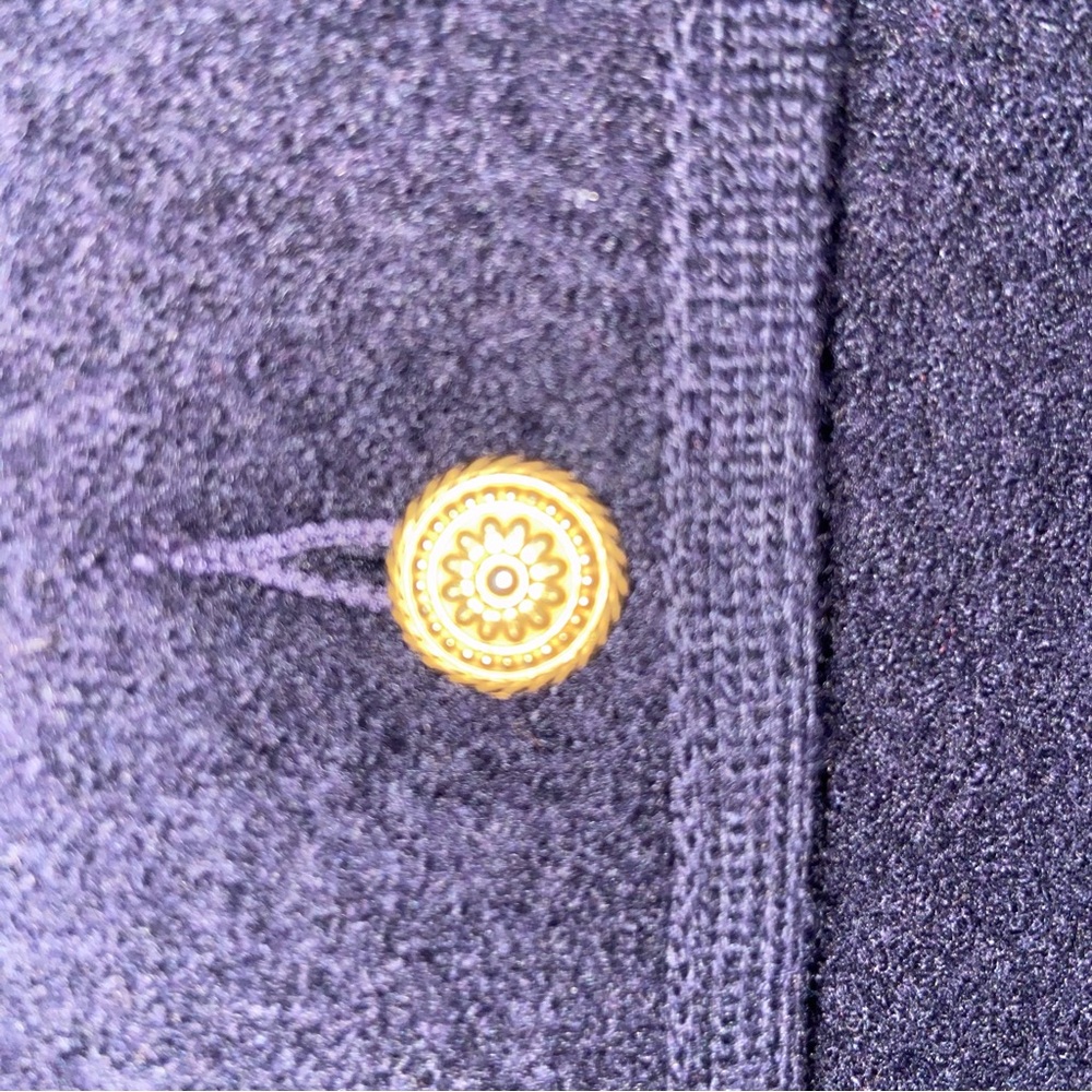 Geiger Wool Jacket Womens Size 42 Collared Sweater Gold Buttons Navy Blue - Picture 10 of 12